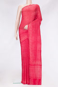 Pink Dual Tone Printed Silk Saree with Printed design on the body and Printed Border.  displayed on a mannequin