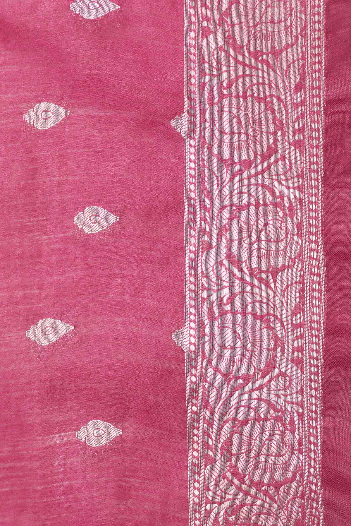 Border image of Maroon Dual Tone Tussar Saree with Zari Butta on the body and Zari Border