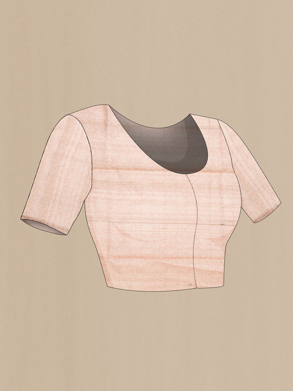 Close up image of the blouse of Pink Dual Tone Organza Silk Saree with Printed design on the body and Plain Border. 