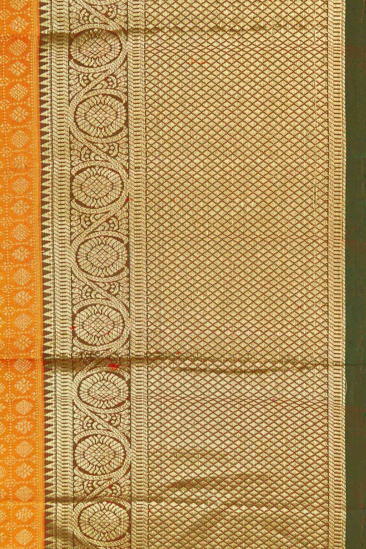 Border image of Mustard Dual Tone Kanchipuram Silk Saree with Zari Brocade on the body and Zari Border