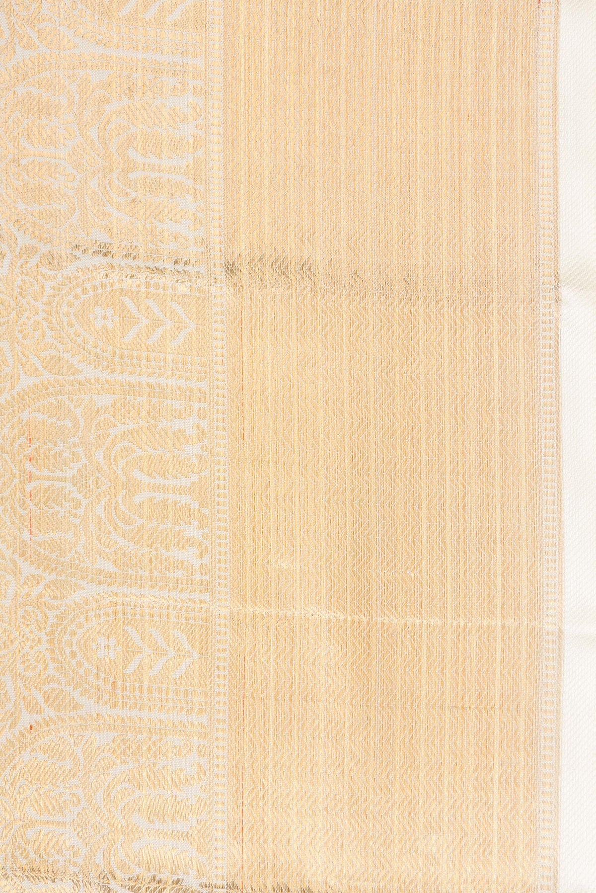 Border image of Off White Dual Tone Kanchipuram Silk Saree with Zari Brocade on the body and Zari Border. 