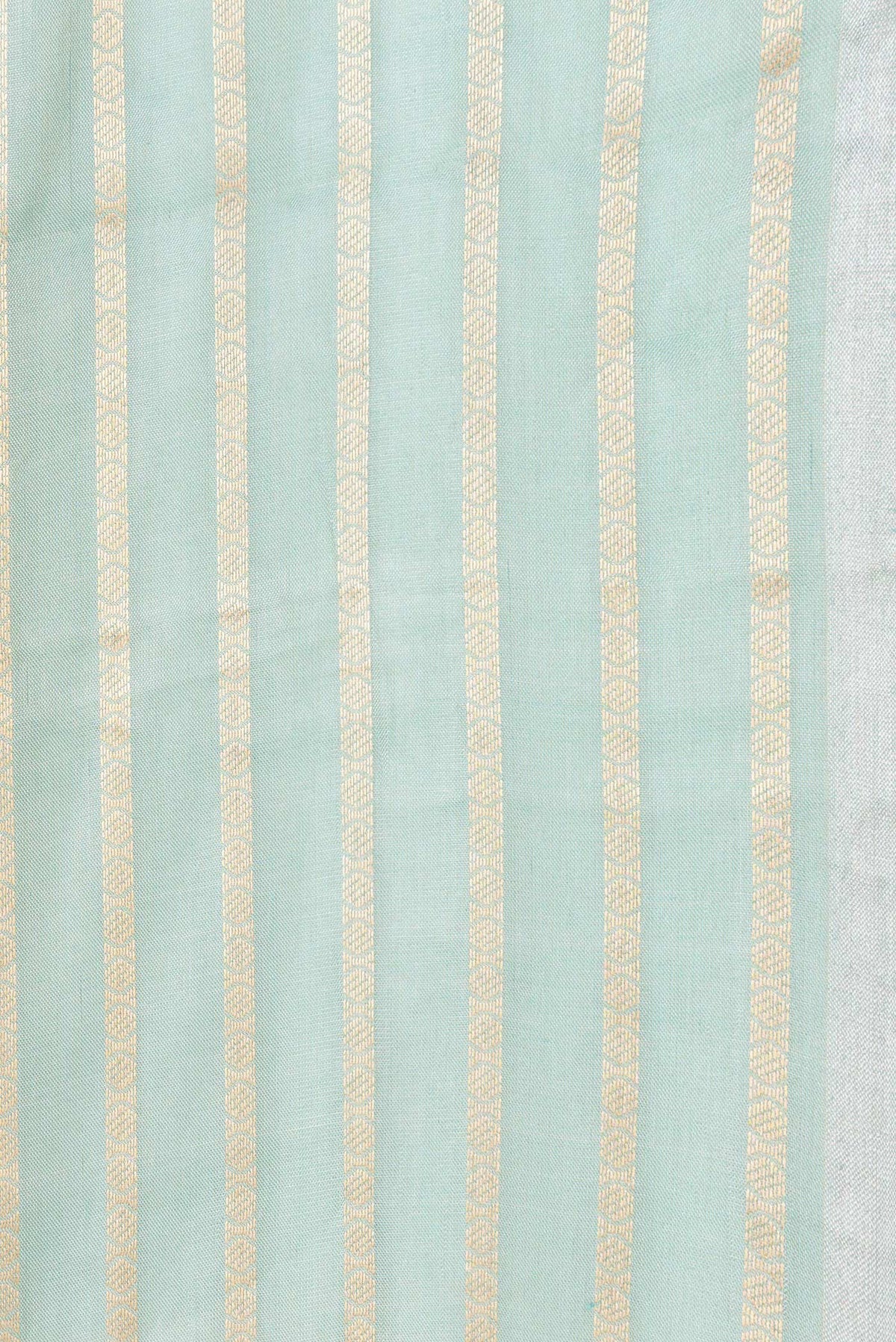 Border image of Sea Green Dual Tone Organza Silk Saree with Stripes on the body and Zari Border. 