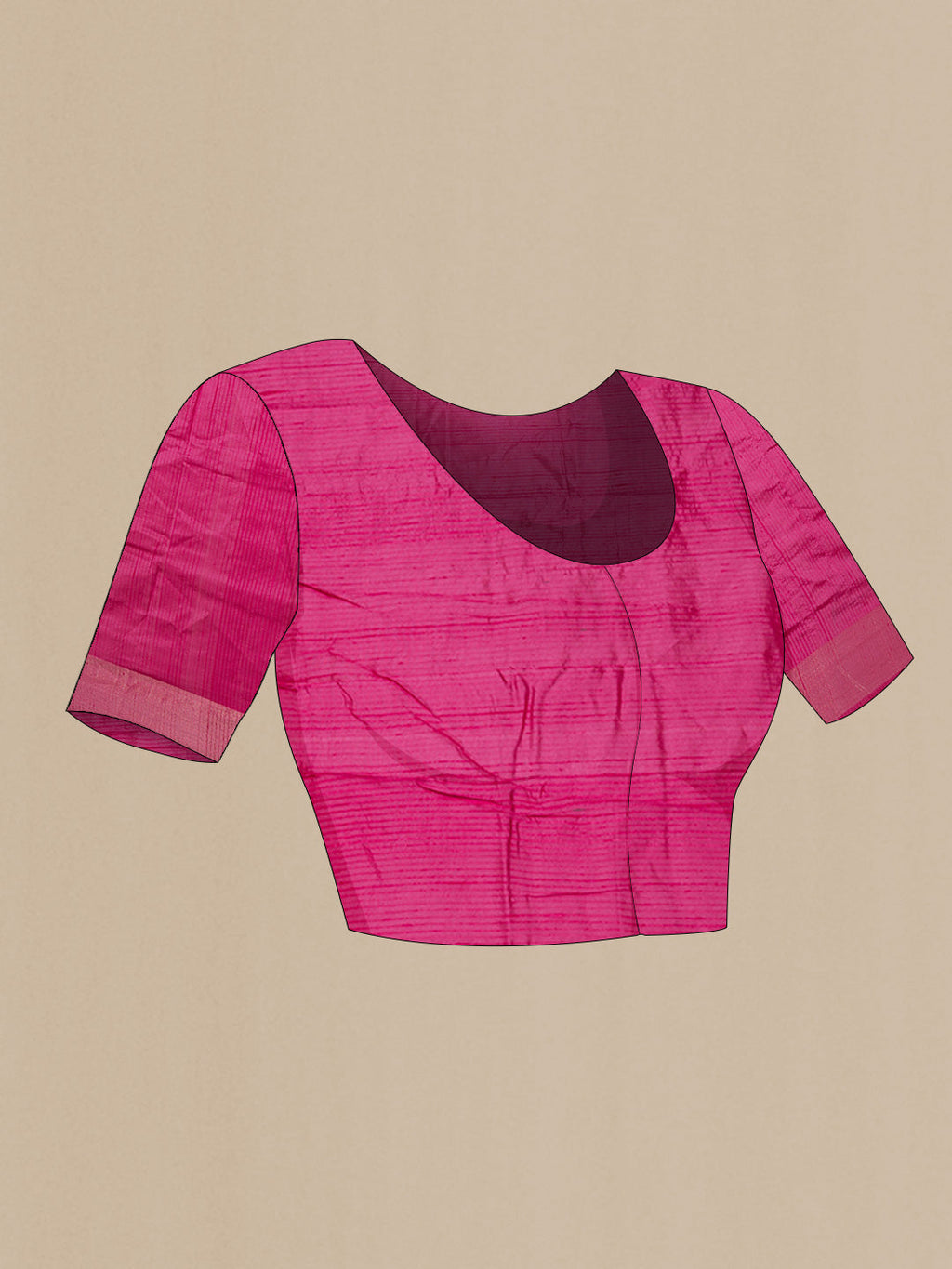 Close up image of the blouse of Pink Dual Tone Tussar Silk Saree with Zari And Thread Butta on the body and Zari Border
