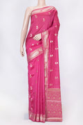 Pink Dual Tone Tussar Silk Saree with Zari And Thread Butta on the body and Zari Border displayed on a mannequin