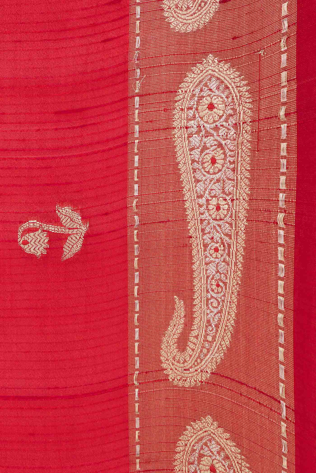Border image of Red Banarasi Raw Silk Saree with Zari Butta on the body and Zari Border