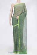 Light Green Dual Tone Mysore Chiffon Saree with Printed design on the body and Printed Border.  displayed on a mannequin