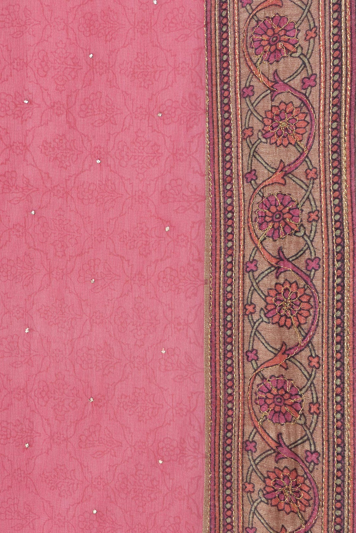 Border image of Pink Dual Tone Mysore Chiffon Saree with Embroidery on the body and Embroidery Border. 