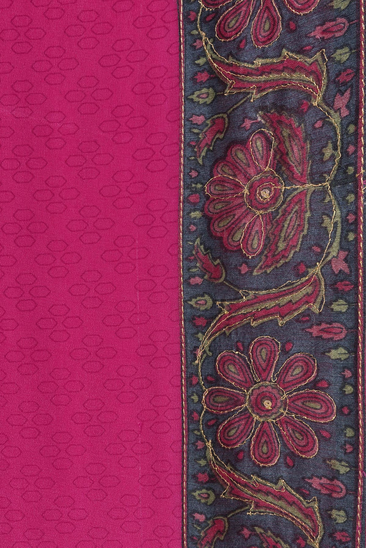 Border image of Pink Dual Tone Mysore Chiffon Saree with Printed design on the body and Embroidery Border. 