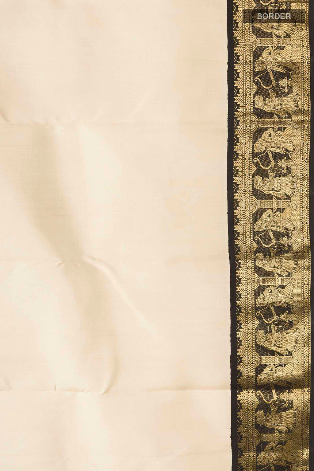 Border image of Beige Kanchipuram Silk Saree with Plain Body and Zari Border