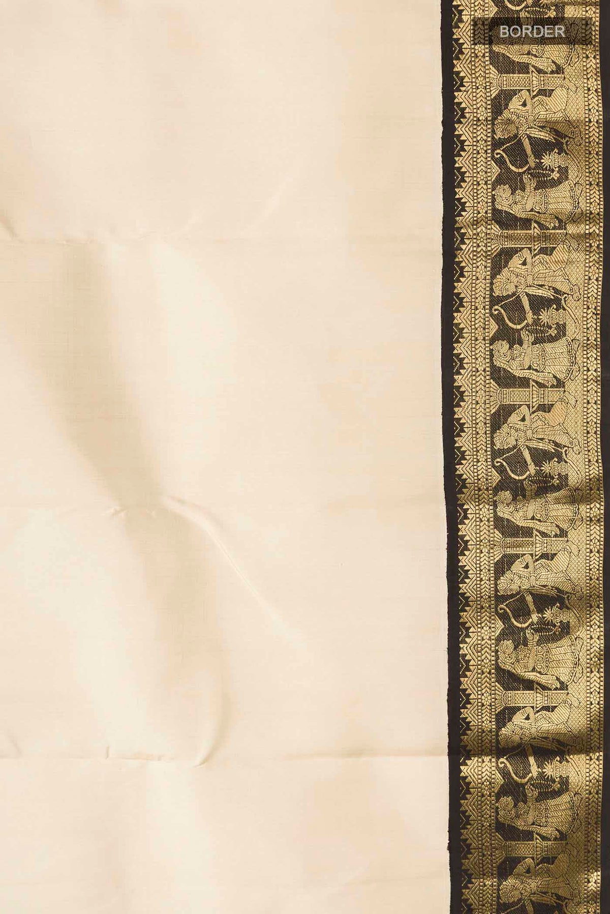 Border image of Beige Kanchipuram Silk Saree with Plain Body and Zari Border