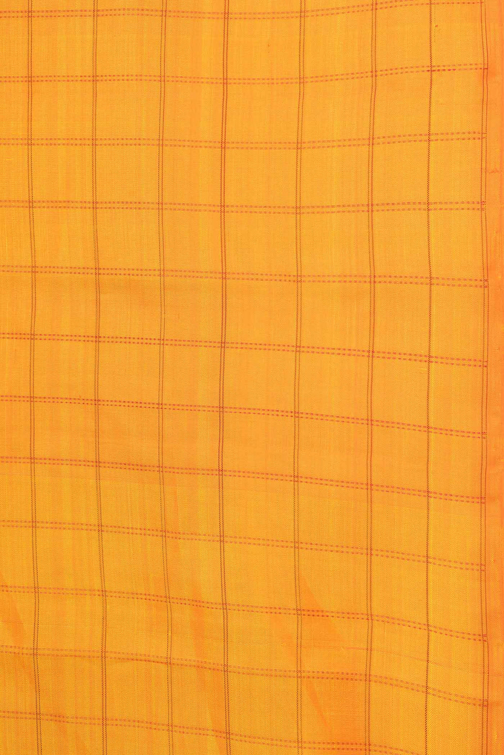 Border image of Orange Dual Tone Kanchipuram Saree with Checked design on the body and Without Border