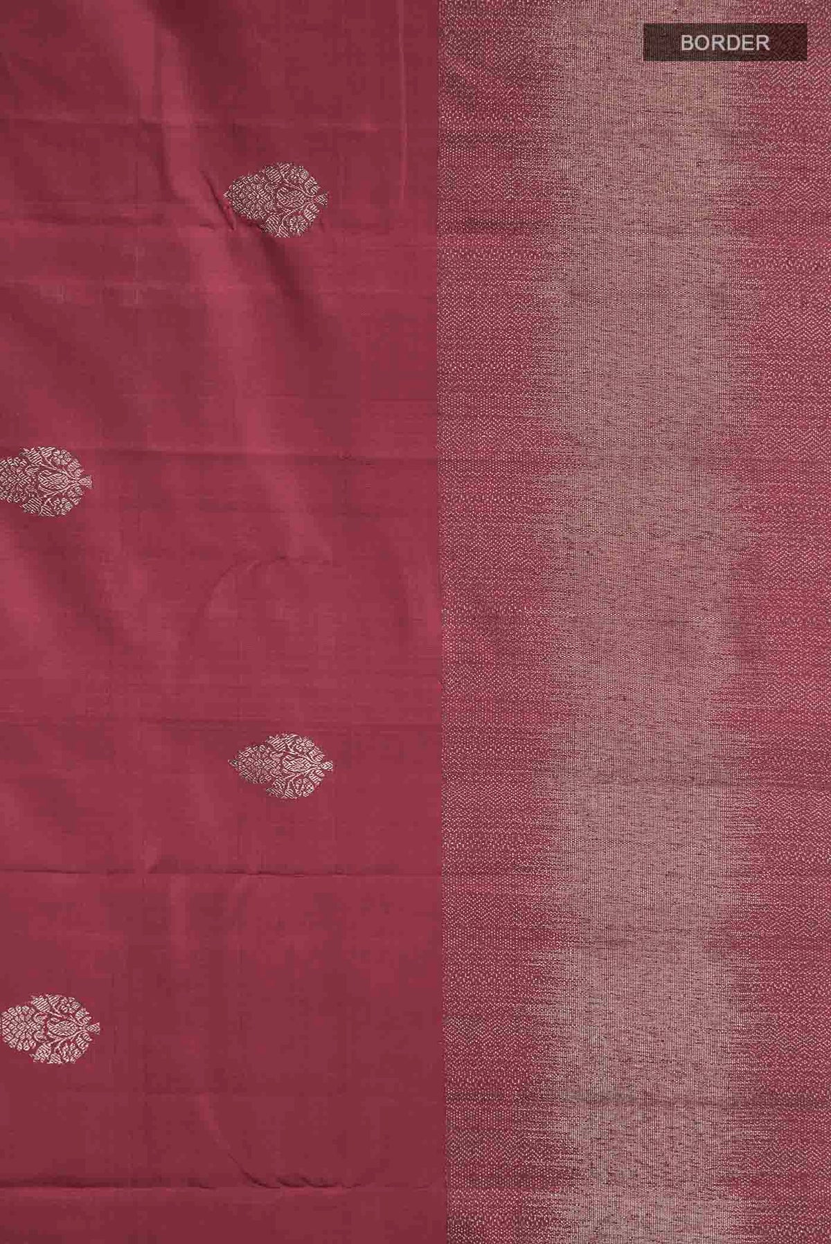 Border image of Maroon Kanchipuram Silk Saree with Zari Butta on the body and Zari Border