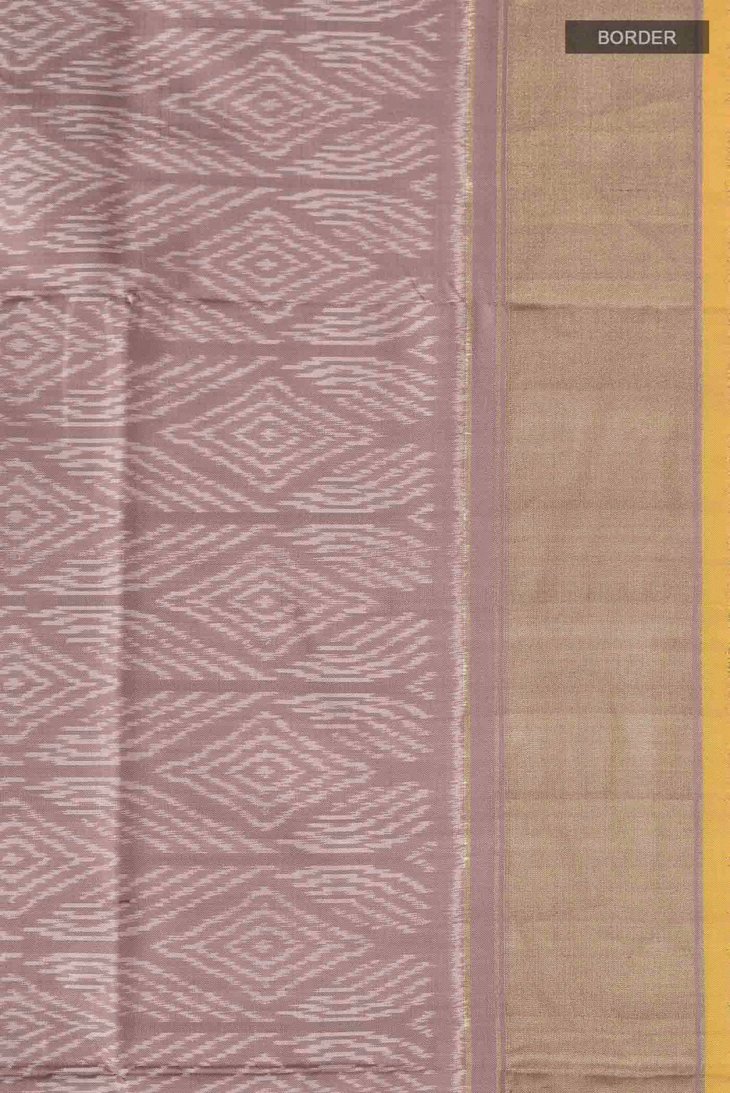 Border image of Mauve Pochampally Silk Saree with Pure Ikat on the body and Zari Border