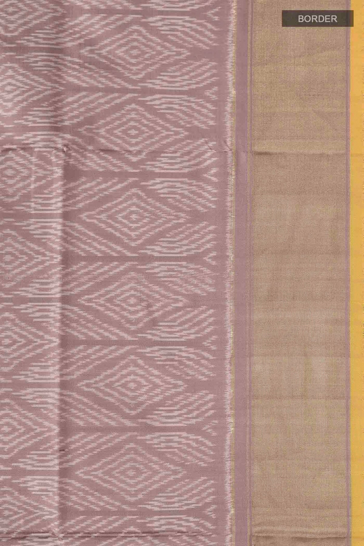 Border image of Mauve Pochampally Silk Saree with Pure Ikat on the body and Zari Border