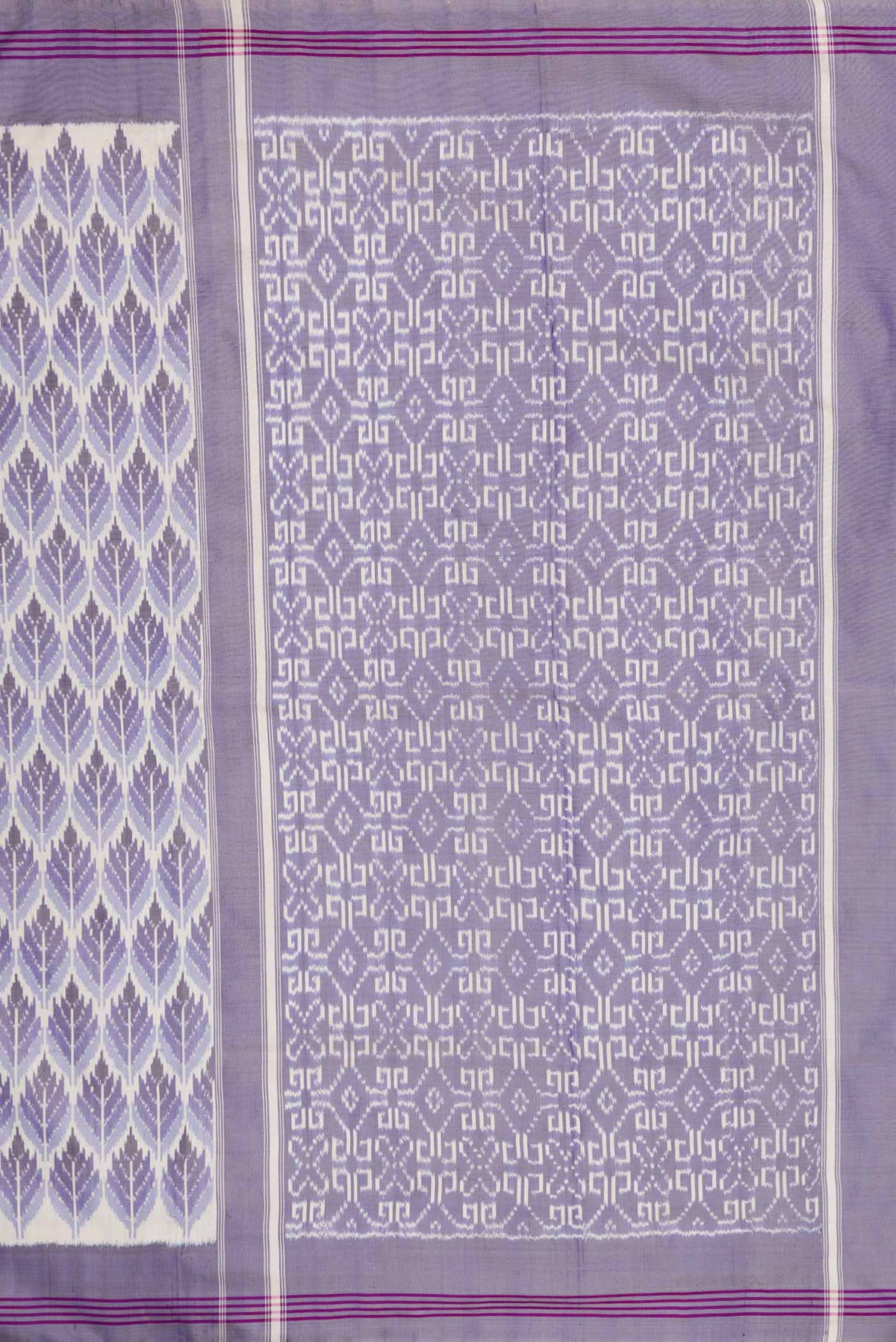 Close up image of the pallu of Multi Color Pochampally Silk Saree with Pure Ikat on the body and Plain Border