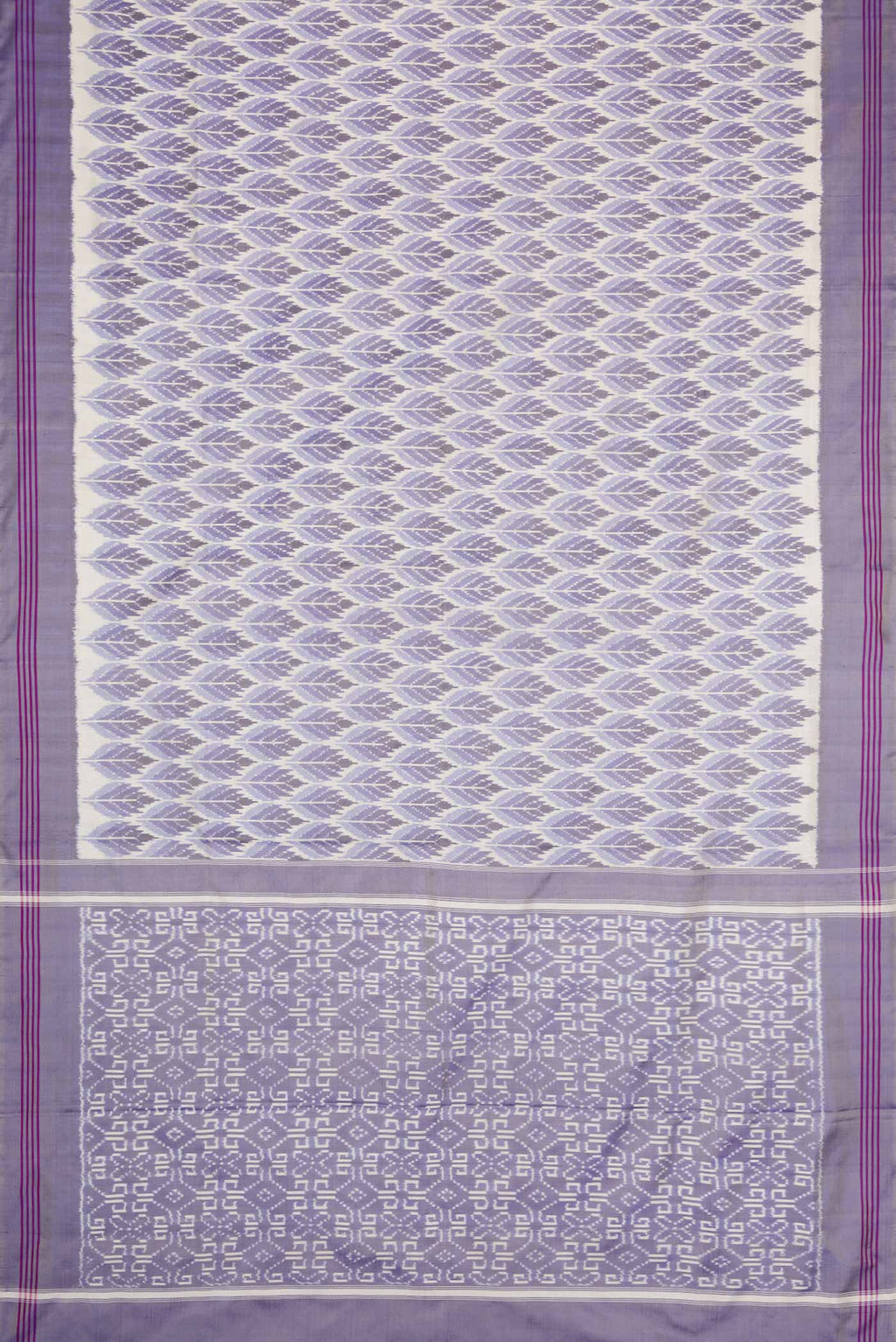 Flat view of Multi Color Pochampally Silk Saree with Pure Ikat on the body and Plain Border