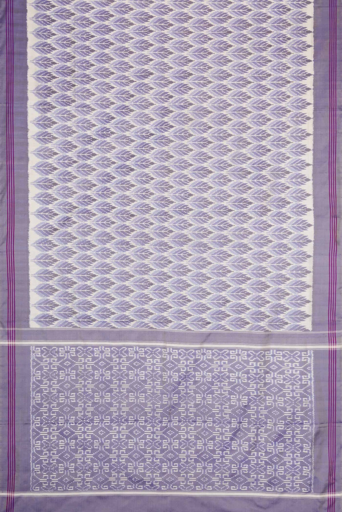 Flat view of Multi Color Pochampally Silk Saree with Pure Ikat on the body and Plain Border