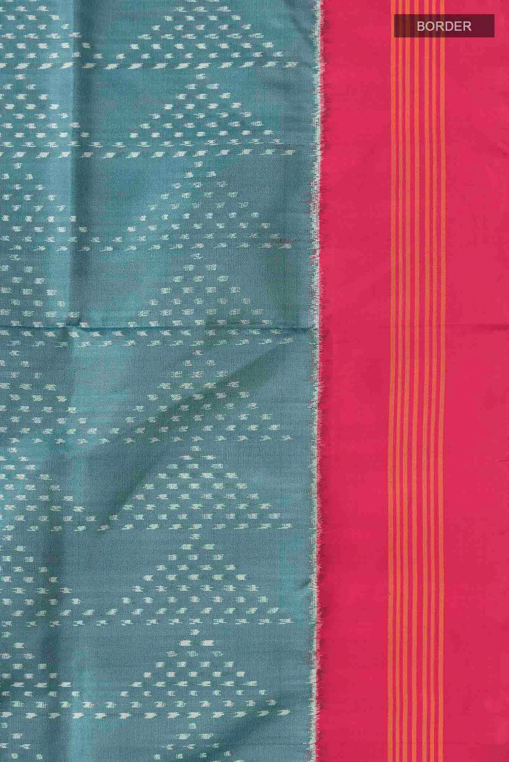 Border image of Grey Pochampally Silk Saree with Pure Ikat on the body and Plain Border