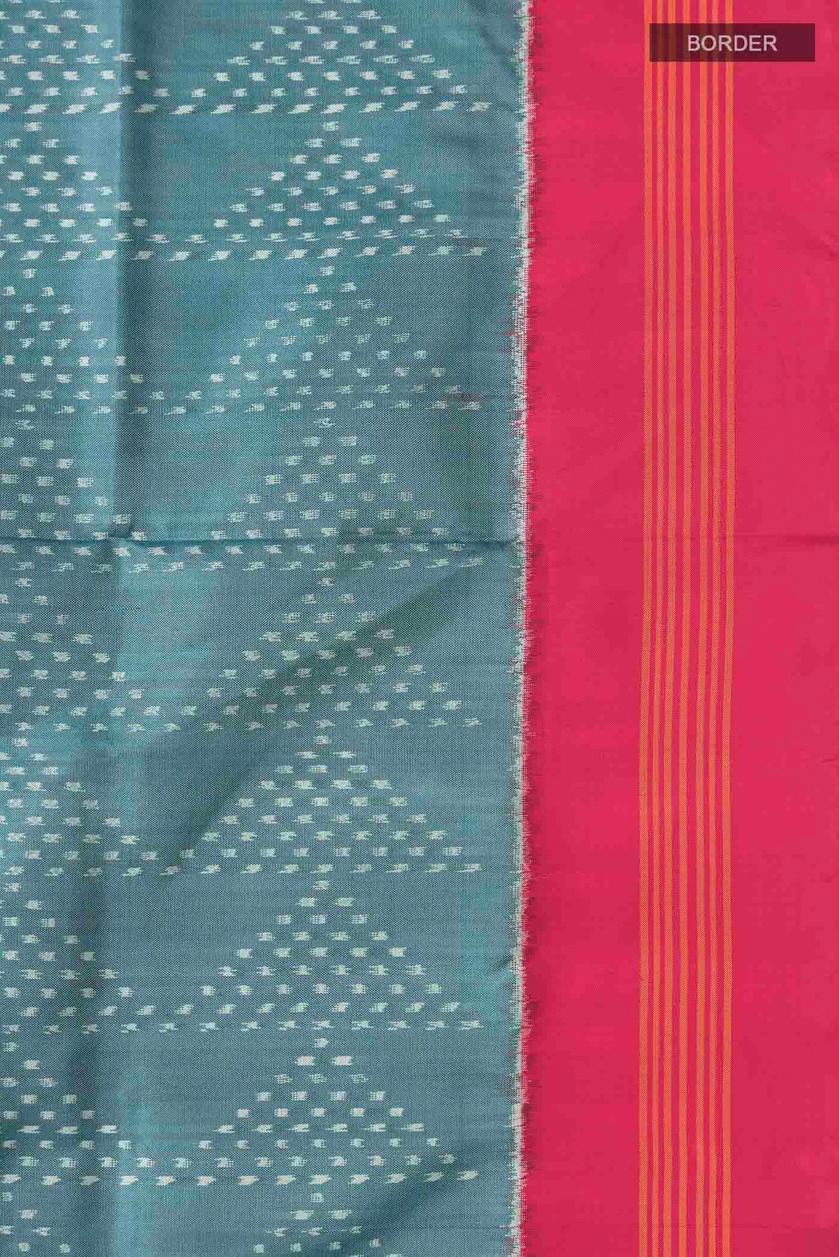 Border image of Grey Pochampally Silk Saree with Pure Ikat on the body and Plain Border