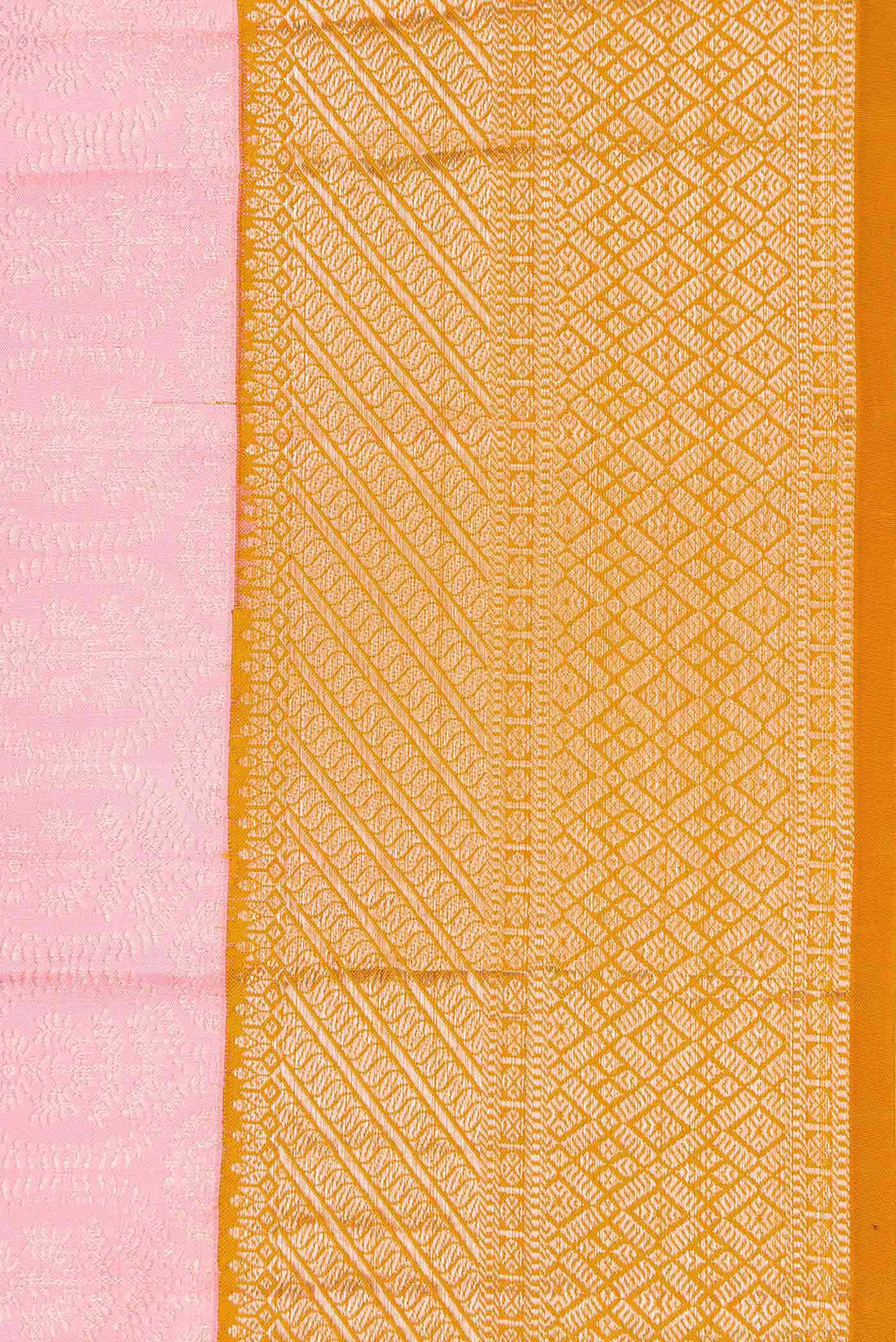Border image of Rose pink Dual Tone Kanchipuram Silk Saree with Zari Brocade on the body and Zari Border
