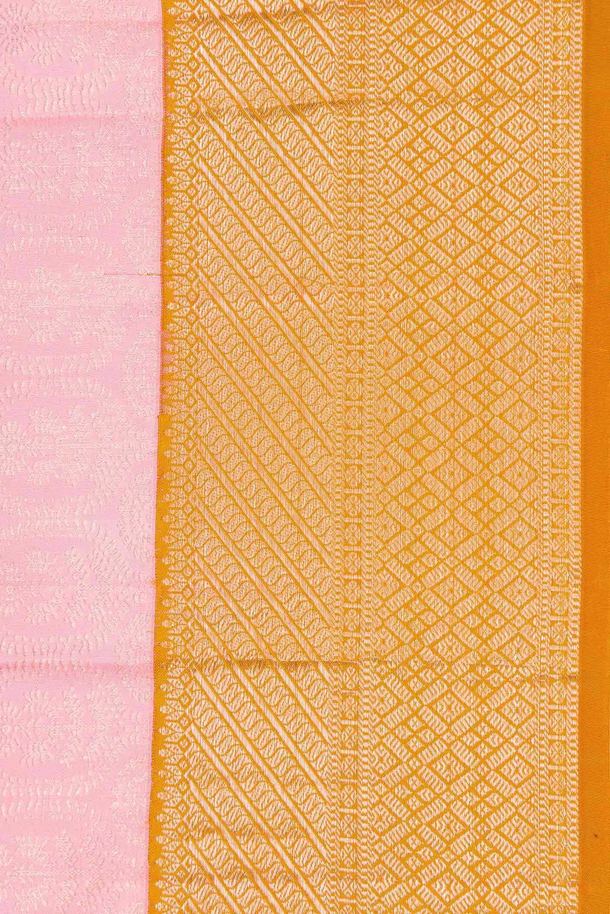 Border image of Rose pink Dual Tone Kanchipuram Silk Saree with Zari Brocade on the body and Zari Border