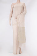 Rose Gold Dual Tone Tussar Silk Saree with Zari Butta on the body and Plain Border.  displayed on a mannequin