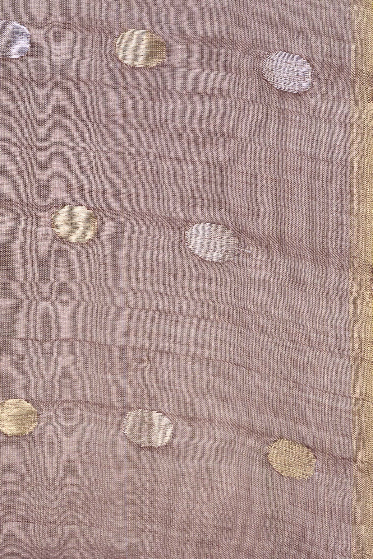 Border image of Brown Dual Tone Tussar Silk Saree with Zari Butta on the body and Thin Zari Line. 