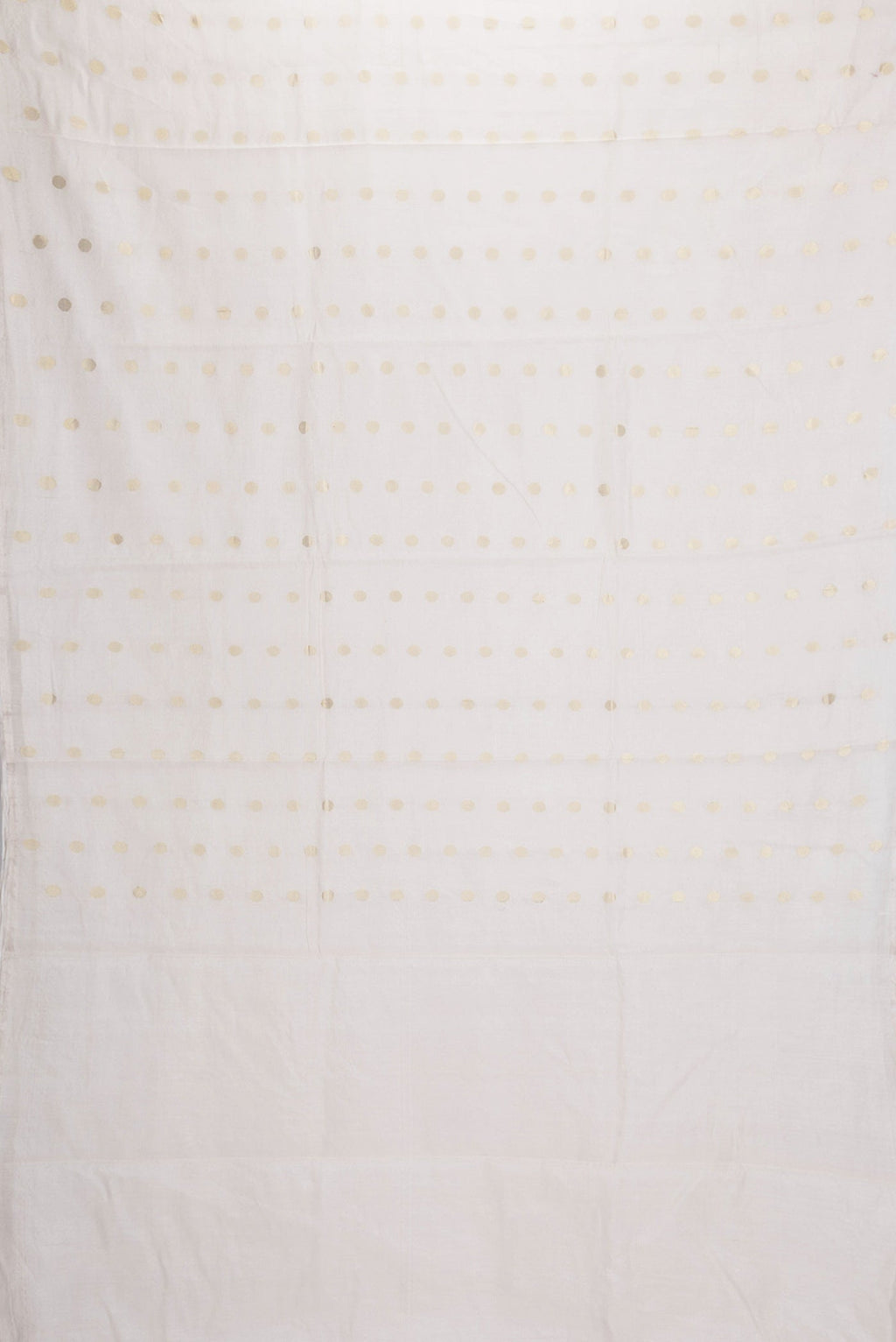Flat view of Beige Dual Tone Chanderi Silk Saree with Zari Butta on the body and Thin Zari Line. 
