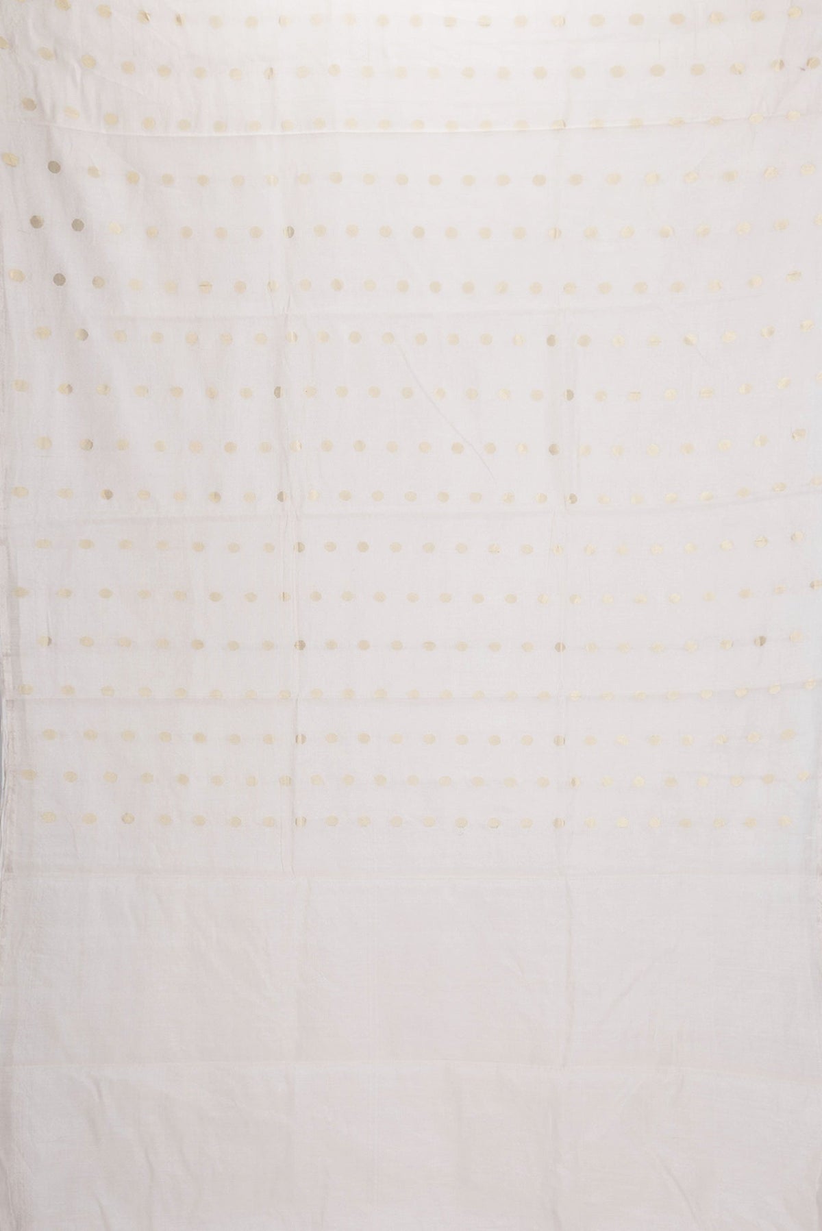Flat view of Beige Dual Tone Chanderi Silk Saree with Zari Butta on the body and Thin Zari Line. 