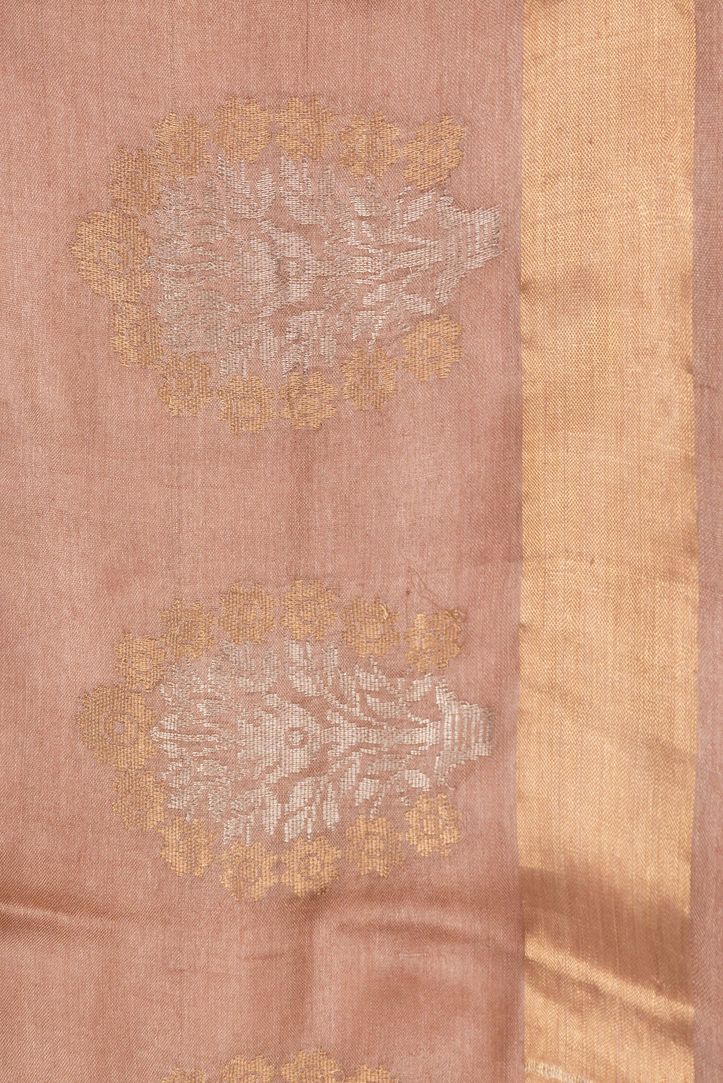 Border image of Brown Dual Tone Tussar Silk Saree with Plain Body and Fancy Border. 