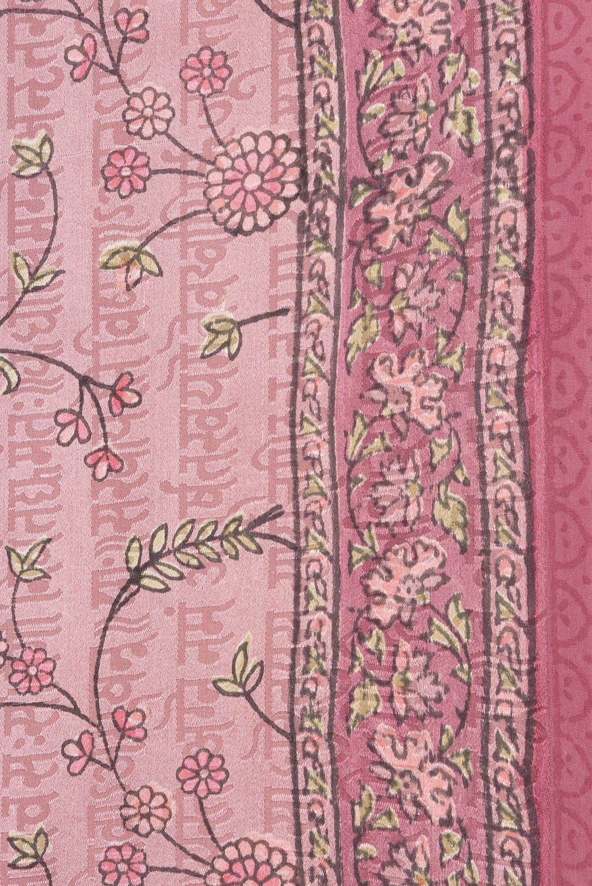 Border image of Pink Dual Tone Mysore Georgette Saree with Printed design on the body and Printed Border. 