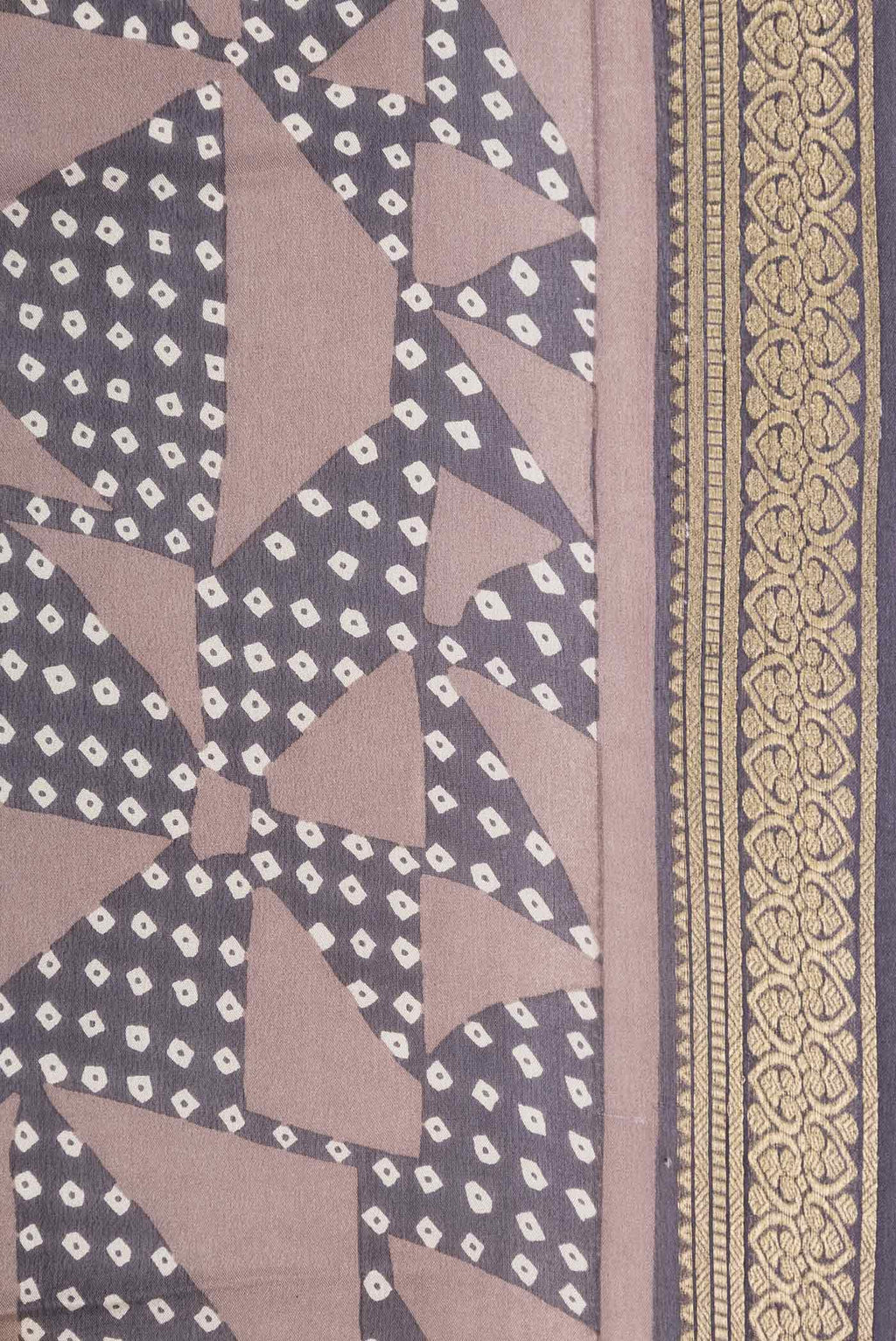 Border image of Brown Dual Tone Tussar Silk Saree with Printed design on the body and Zari Border