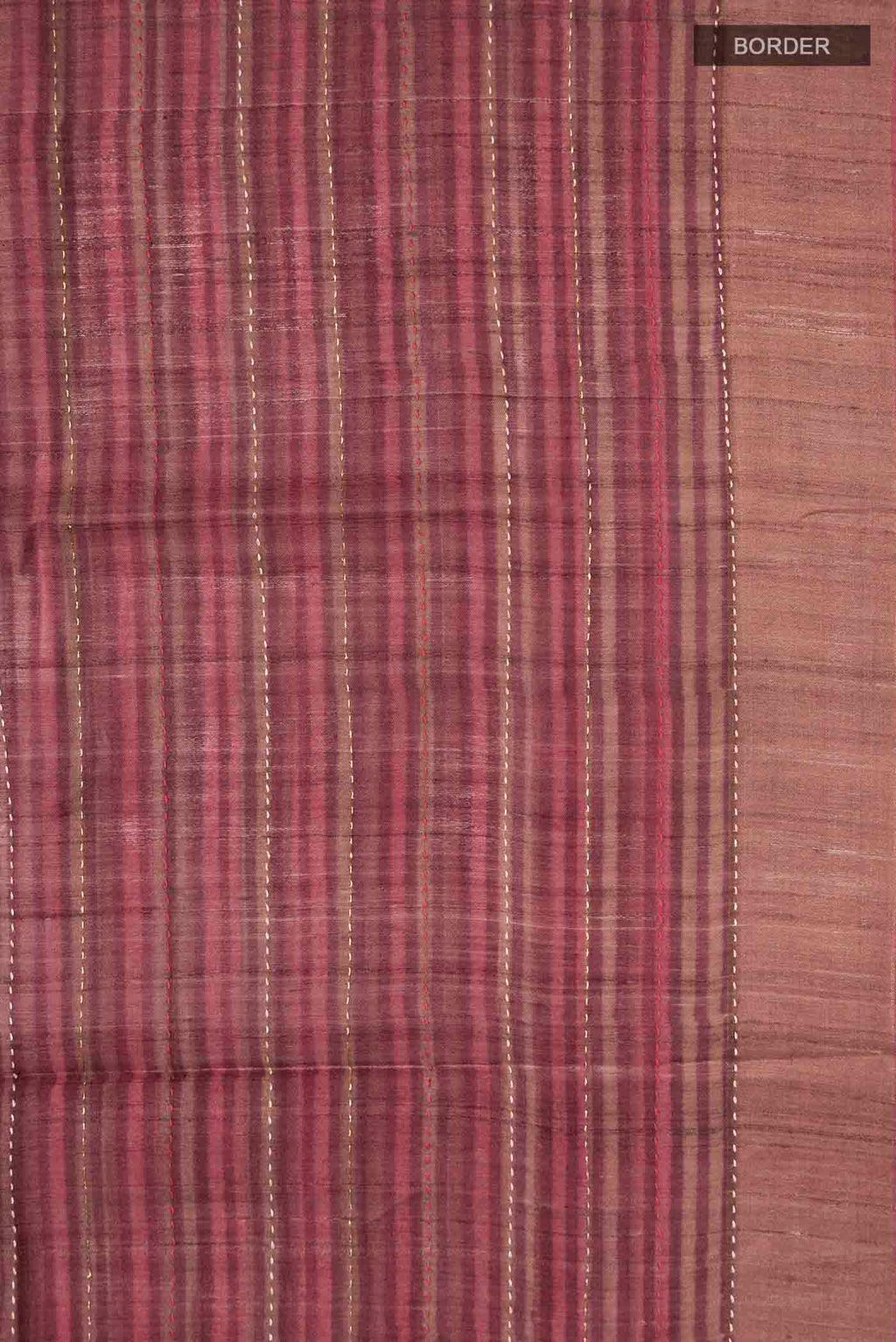 Border image of Maroon Bhagalpuri Tussar Silk Saree with Embroidery on the body and Zari Border