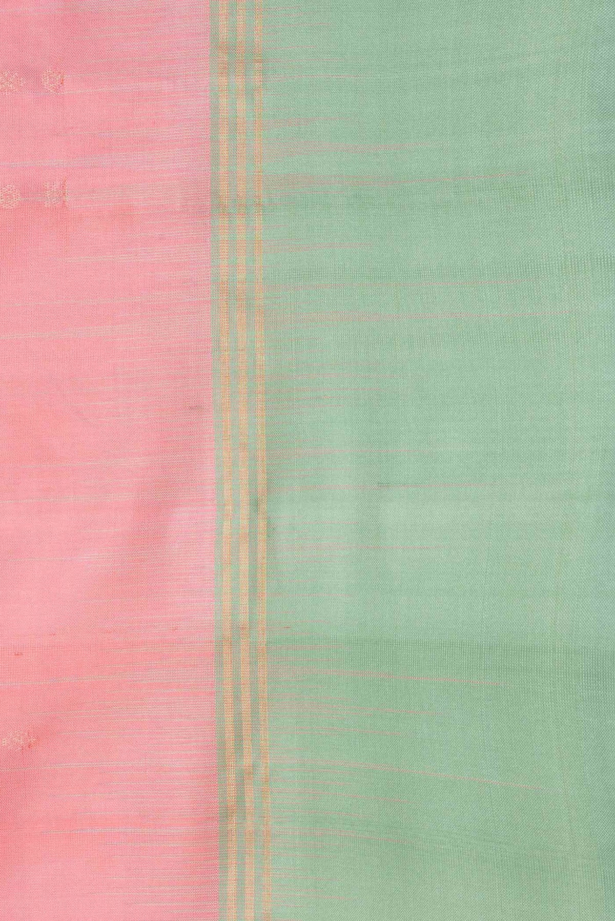 Border image of Peach Dual Tone Soft Silk Saree with Zari Butta on the body and Zari Border. 