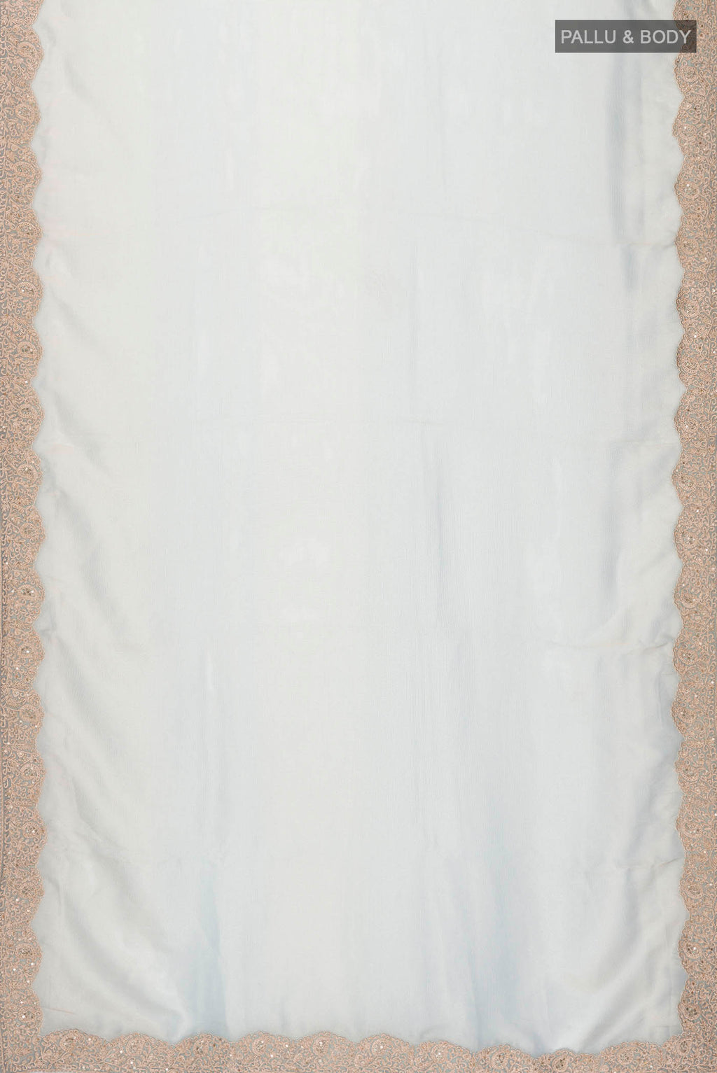 Flat view of Green Tissue Silk Saree with Plain Body and Embroidery Border
