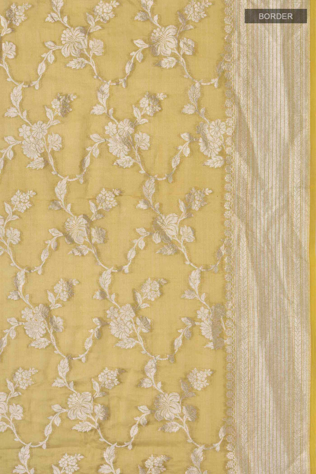 Border image of Beige Banarasi Georgette Saree with Zari Butta on the body and Zari Border