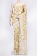 Caramel Dual Tone Mysore Georgette Saree with Zari Brocade on the body and Zari Border displayed on a mannequin