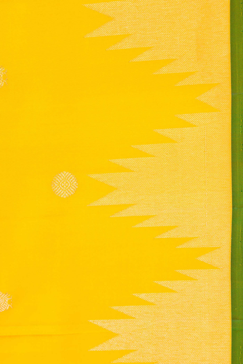 Border image of Yellow Dual Tone Kanchipuram Silk Saree with Zari Butta on the body and Temple Border