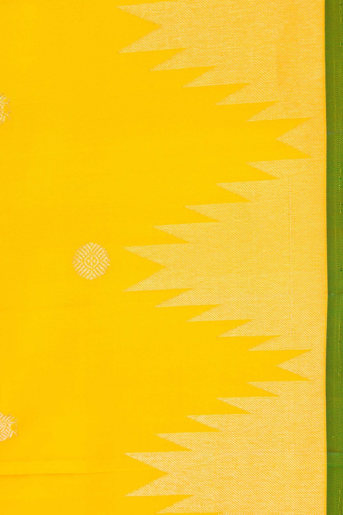 Border image of Yellow Dual Tone Kanchipuram Silk Saree with Zari Butta on the body and Temple Border