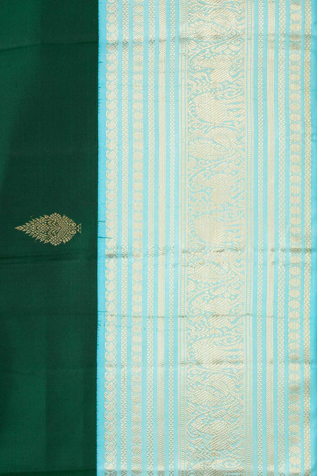 Border image of Green Dual Tone Kanchipuram Silk Saree with Zari Butta on the body and Zari Border