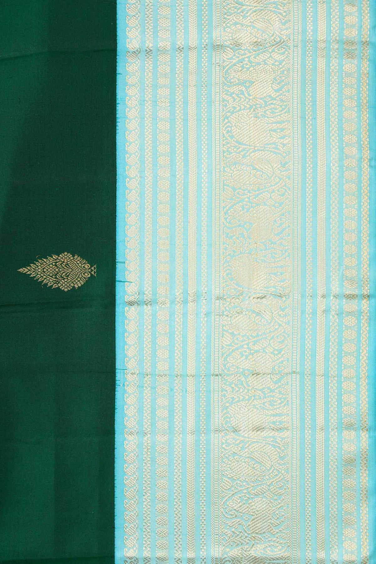 Border image of Green Dual Tone Kanchipuram Silk Saree with Zari Butta on the body and Zari Border