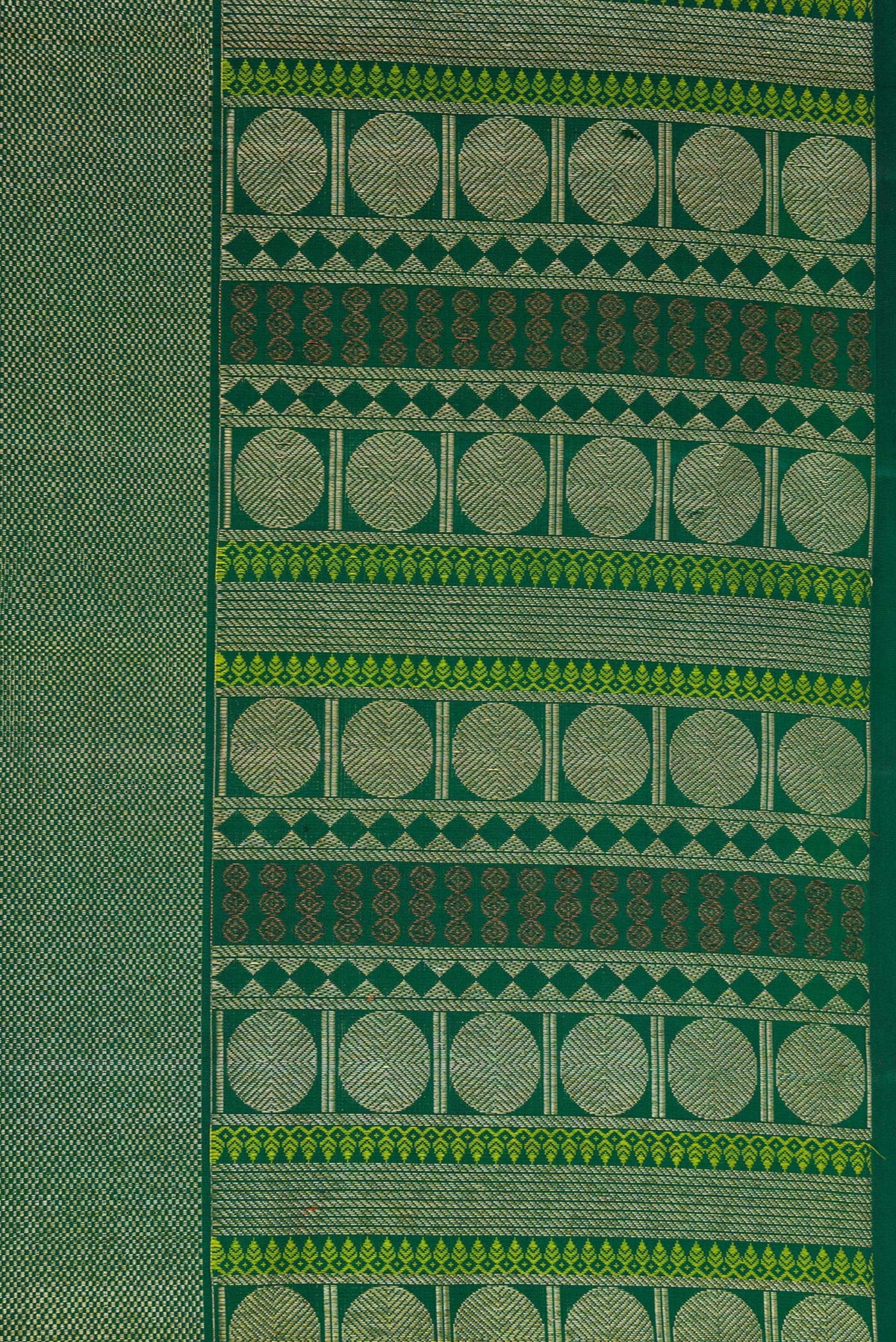 Border image of Green Dual Tone Kanchipuram Silk Saree with Zari Brocade on the body and Fancy Border. 