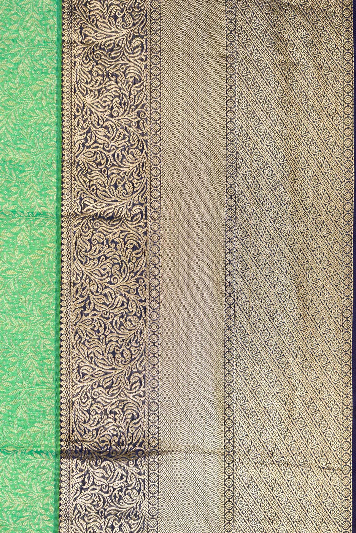 Border image of Sea Green Dual Tone Kanchipuram Silk Saree with Zari Brocade on the body and Zari Border. 