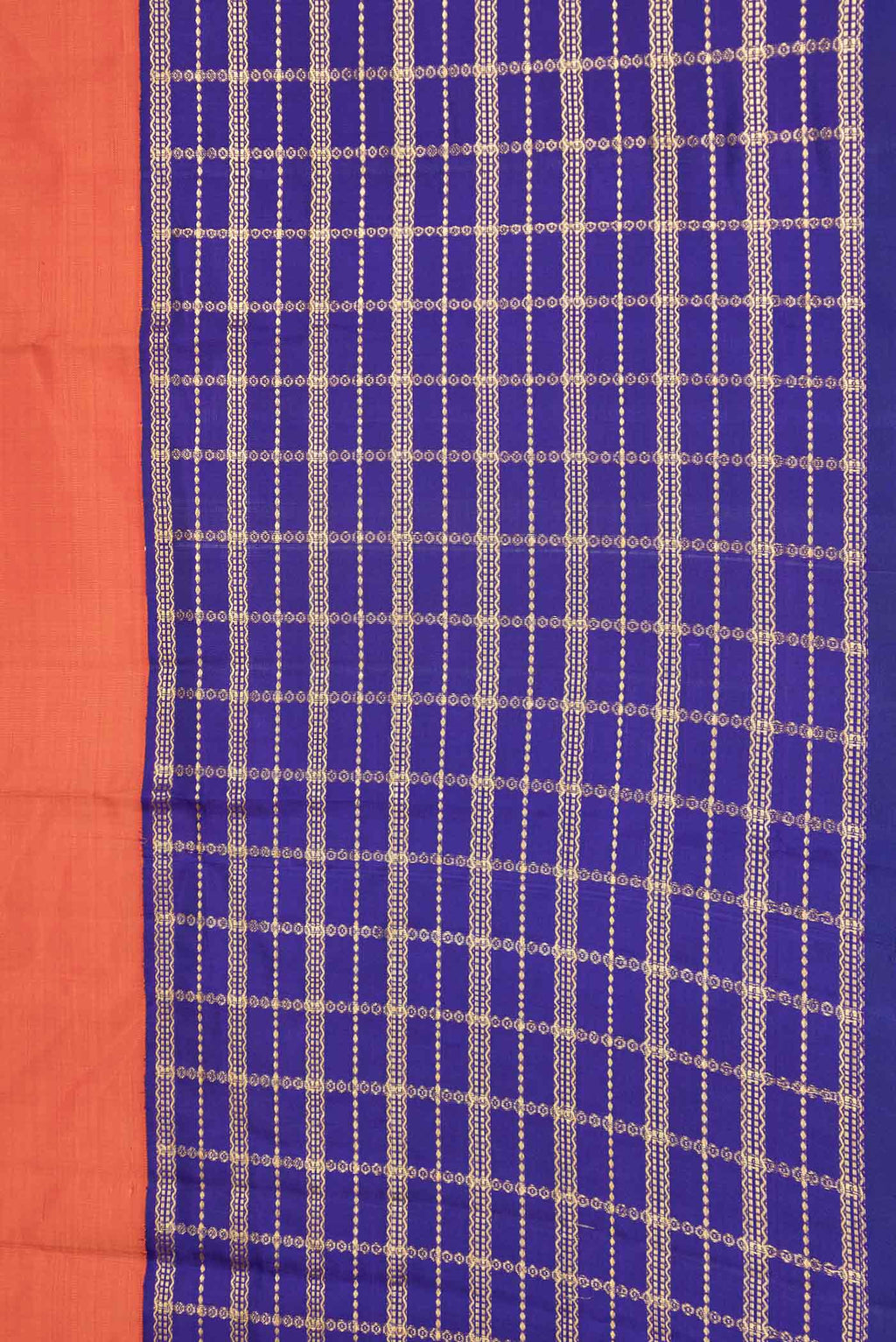 Border image of Orange Dual Tone Kanchipuram Saree with Plain Body and Zari Border