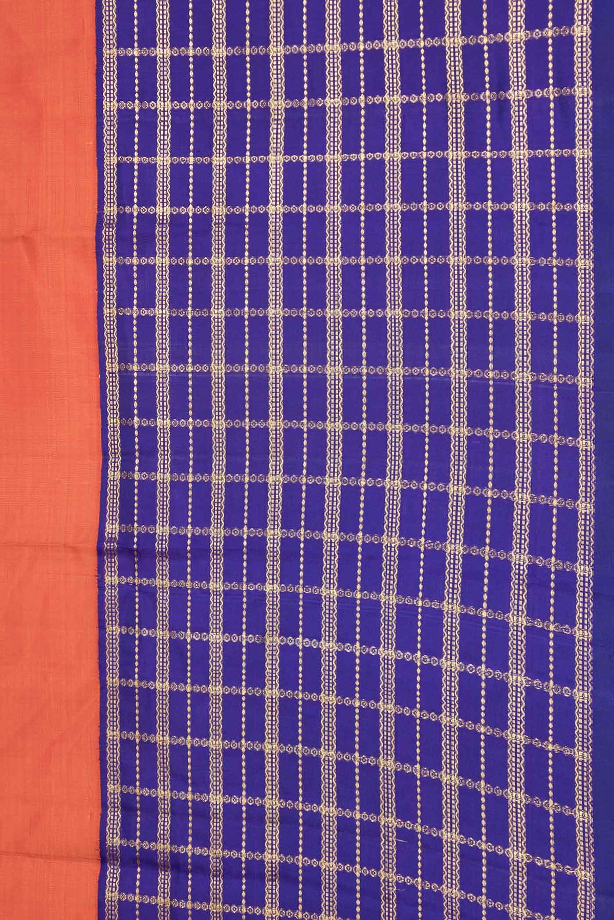 Border image of Orange Dual Tone Kanchipuram Saree with Plain Body and Zari Border