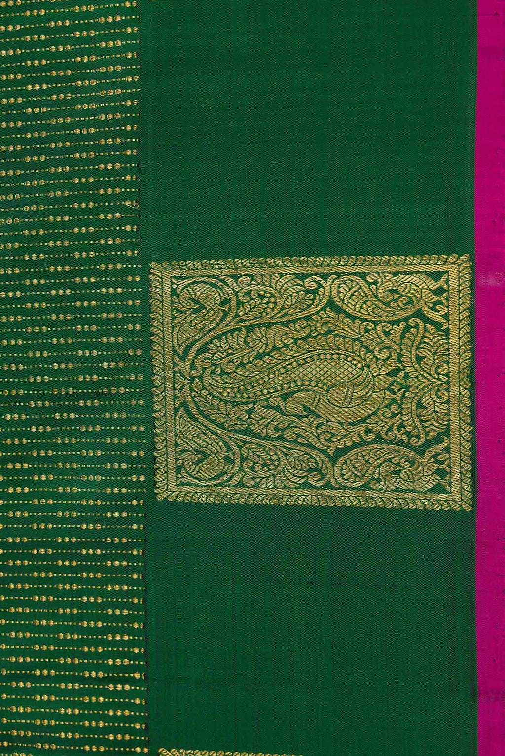 Border image of Green Dual Tone Kanchipuram Silk Saree with Stripes on the body and Fancy Border