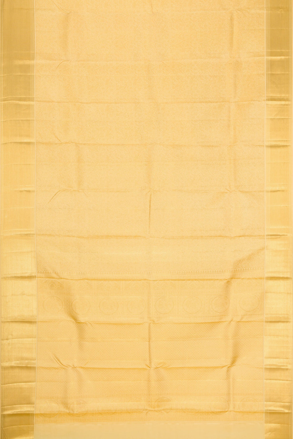 Flat view of Sandal Dual Tone Kanjivaram Silk Saree with Zari Brocade on the body and Zari Border. 