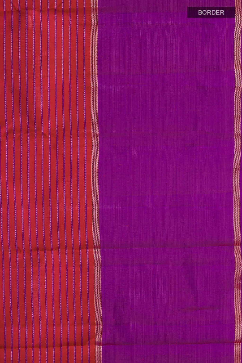 Border image of Maroon Kanchipuram Silk Saree with Stripes on the body and Zari Border
