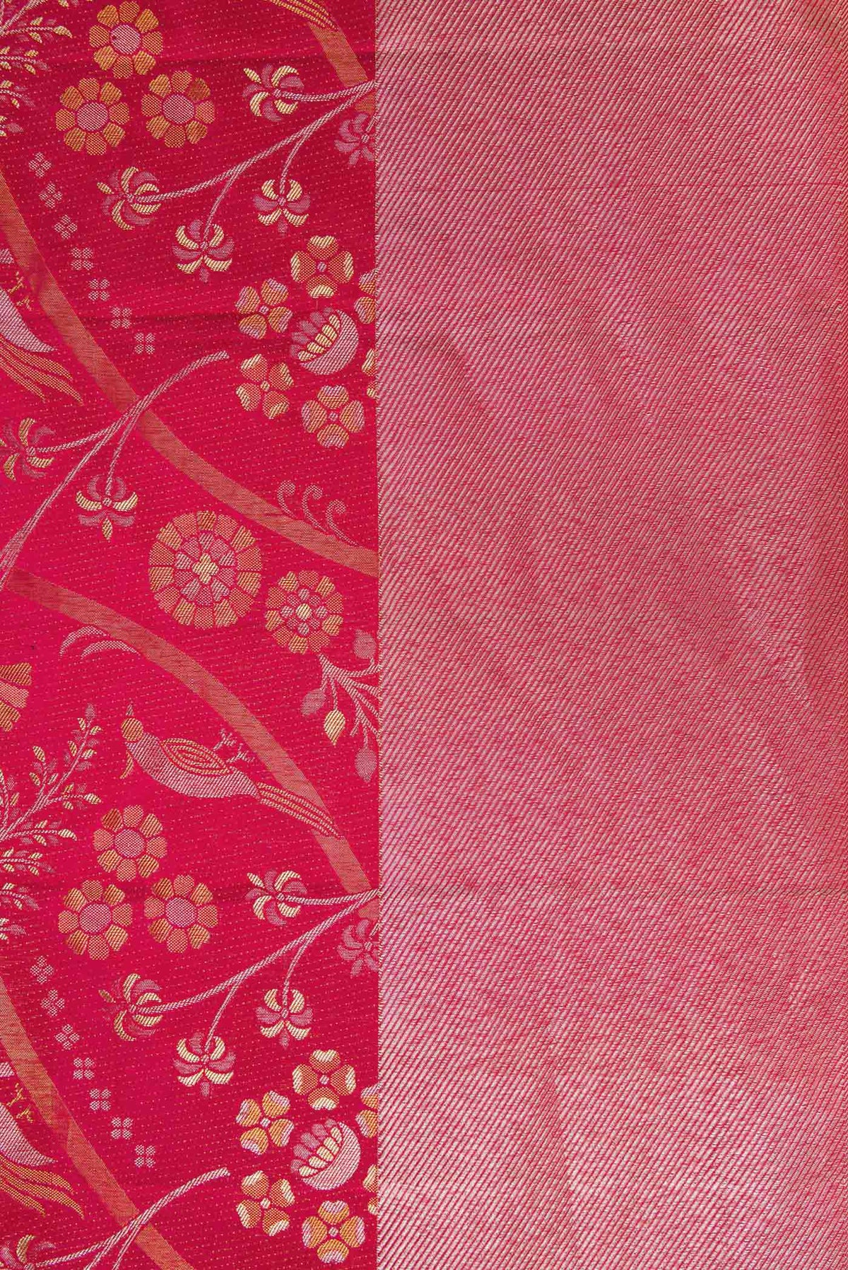 Border image of Red Dual Tone Kanjivaram Silk Saree with Zari Brocade on the body and Zari Border. 