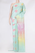 Sea Green Dual Tone Tussar Silk Saree with Printed design on the body and Without Border.  displayed on a mannequin